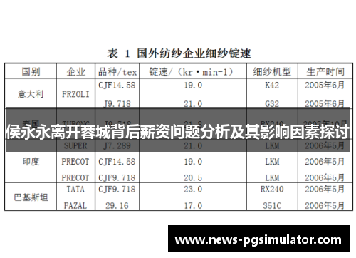 侯永永离开蓉城背后薪资问题分析及其影响因素探讨