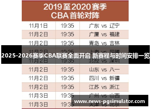 2025-2026赛季CBA联赛全面开启 新赛程与时间安排一览