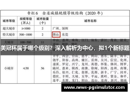 美冠杯属于哪个级别？深入解析为中心，拟1个新标题